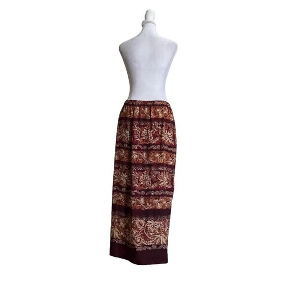 Vintage Sarah Chapman Rare Batik Print 100% Silk Wrap Skirt Luxury Women’s US 6 - Picture 3 of 9